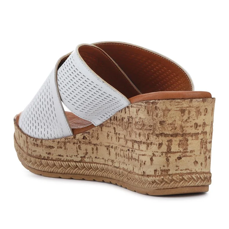 Premium Leather Wedge Heels - LUCK41007 / 327 391 - White