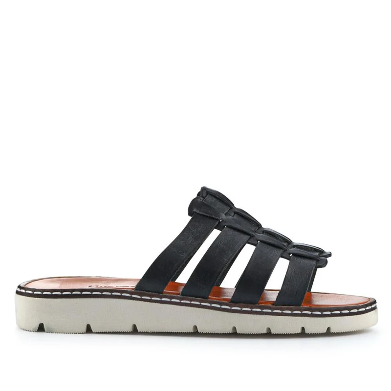 Leather Strappy Mule Sandals - EDNB40106 / 326 916 - Black