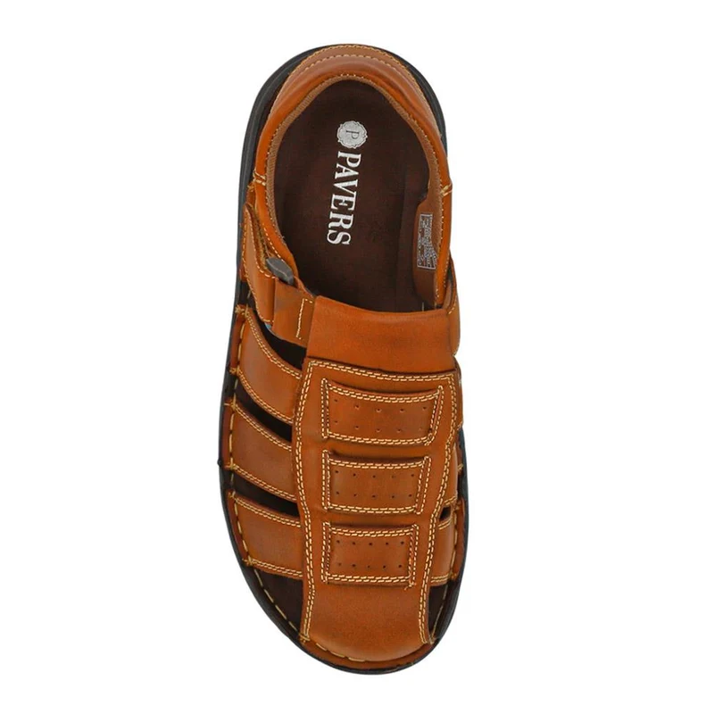 Casual Leather Touch-Fasten Sandals - AATRA41006 / 326 948 - Tan