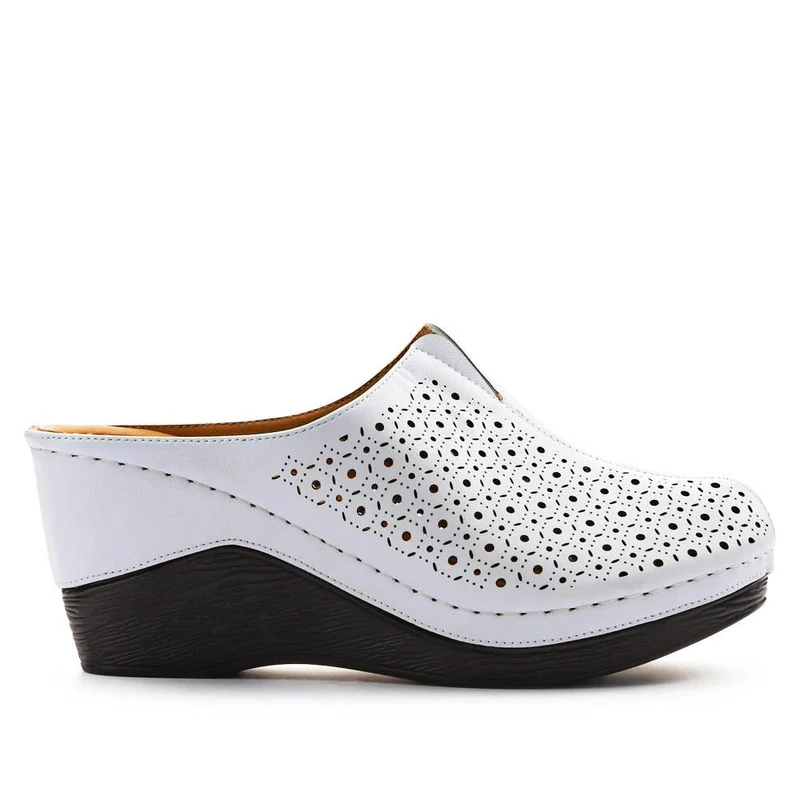 Lightweight Wedge-Heeled Clogs - WLIG41001 / 327 193 - White