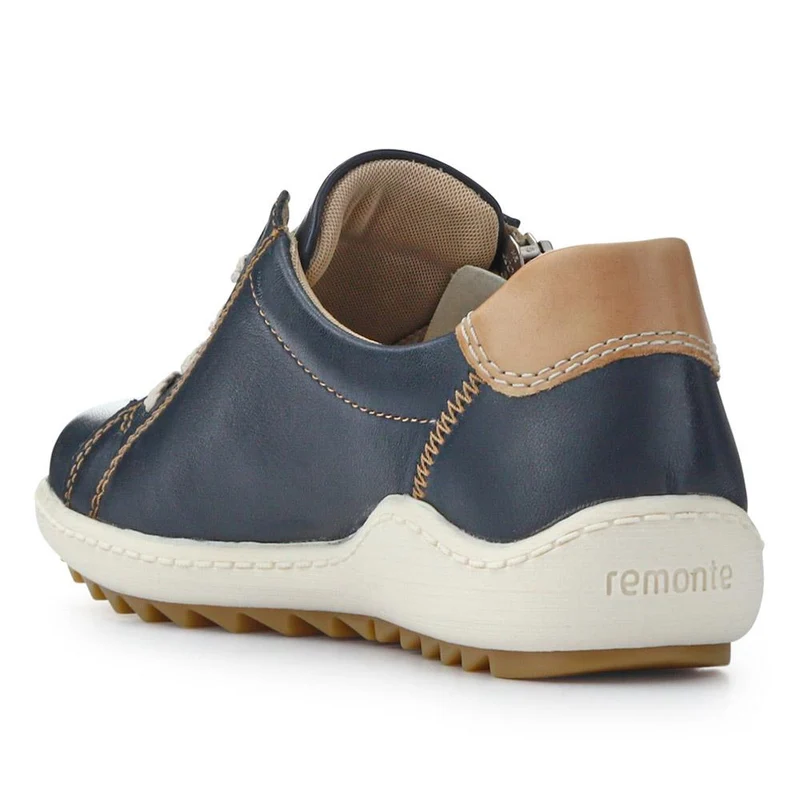 Leather Lace-Up Trainers - DRS41503 / 326 857 - Navy
