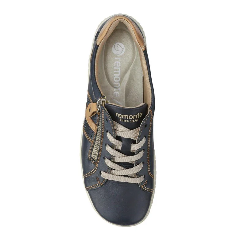Leather Lace-Up Trainers - DRS41503 / 326 857 - Navy