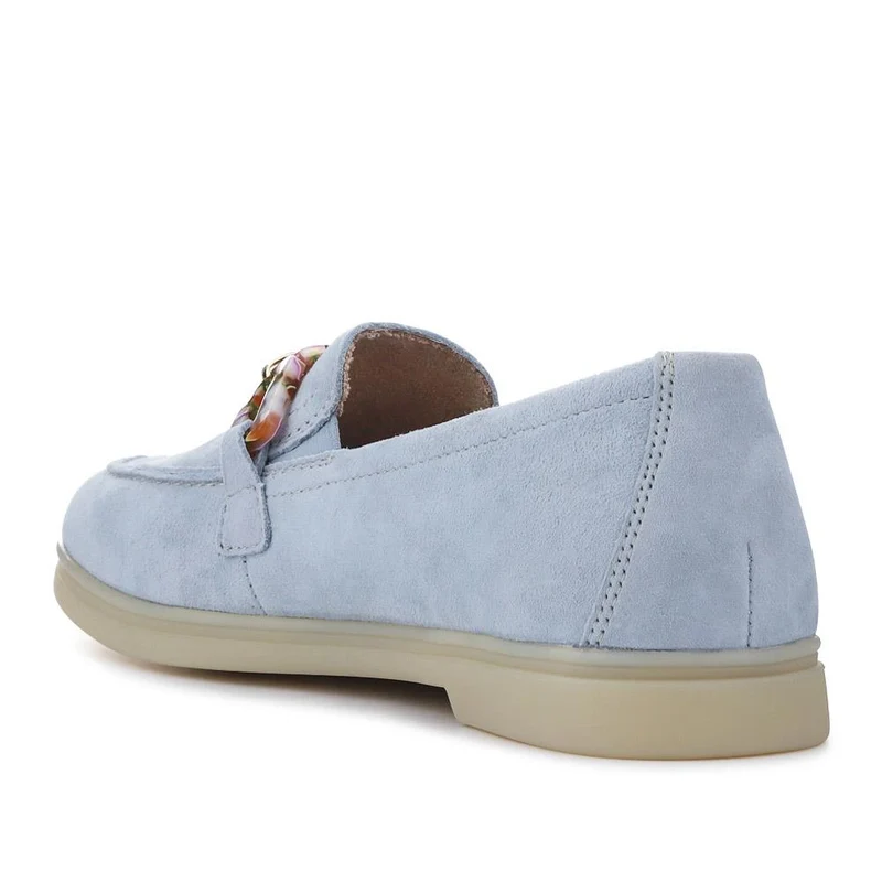 Casual Leather Heeled Loafers - DRS41502 / 326 856 - Blue