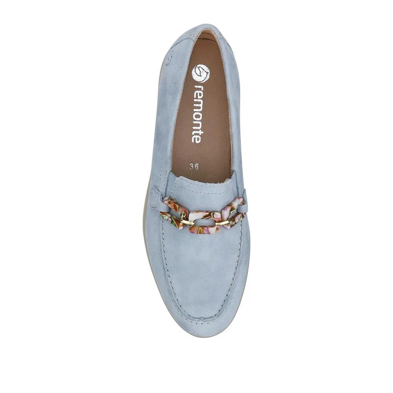 Casual Leather Heeled Loafers - DRS41502 / 326 856 - Blue