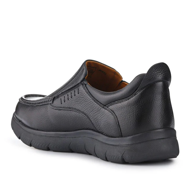 Wide Fit Leather Slip-On Shoes - PERFO41005 / 327 383 - Black