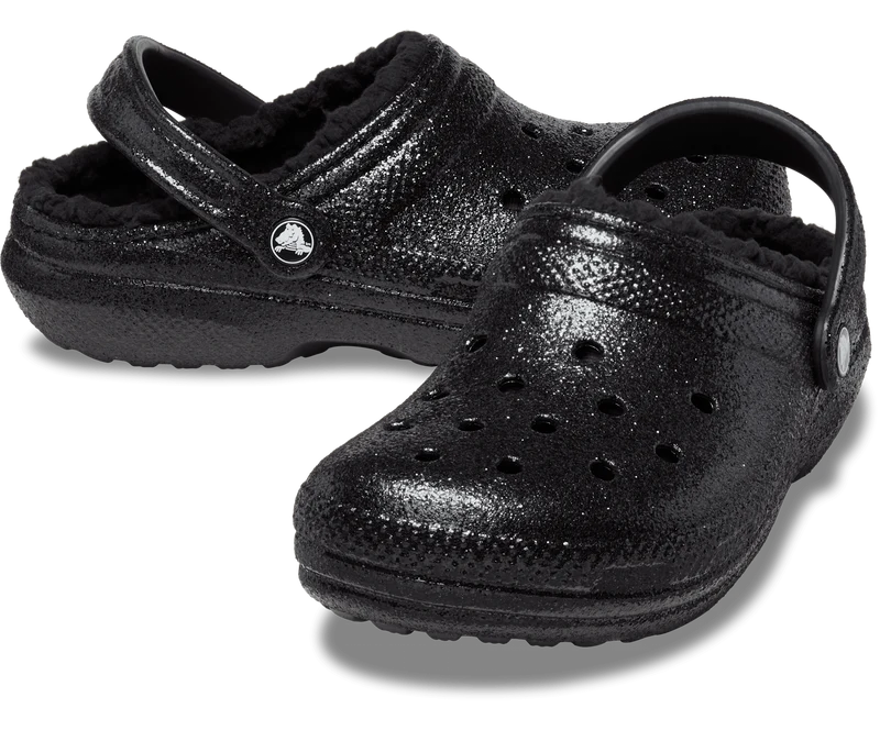 Crocs Unisex Classic Glitter Lined Clog - Schwarz