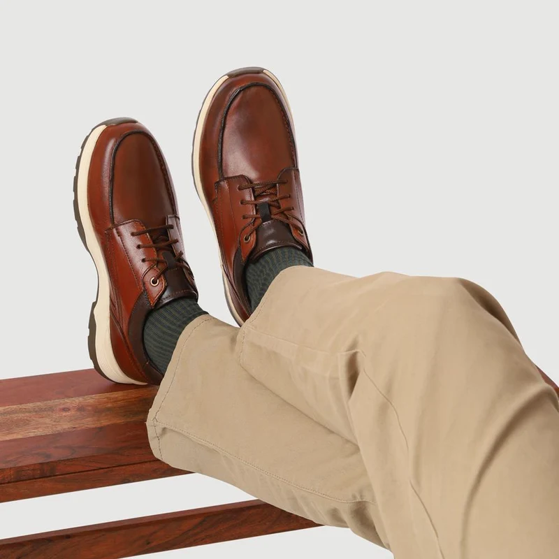 Extra-Wide Leather Casual Shoes - KRISTOPH / 326 962 - Cognac