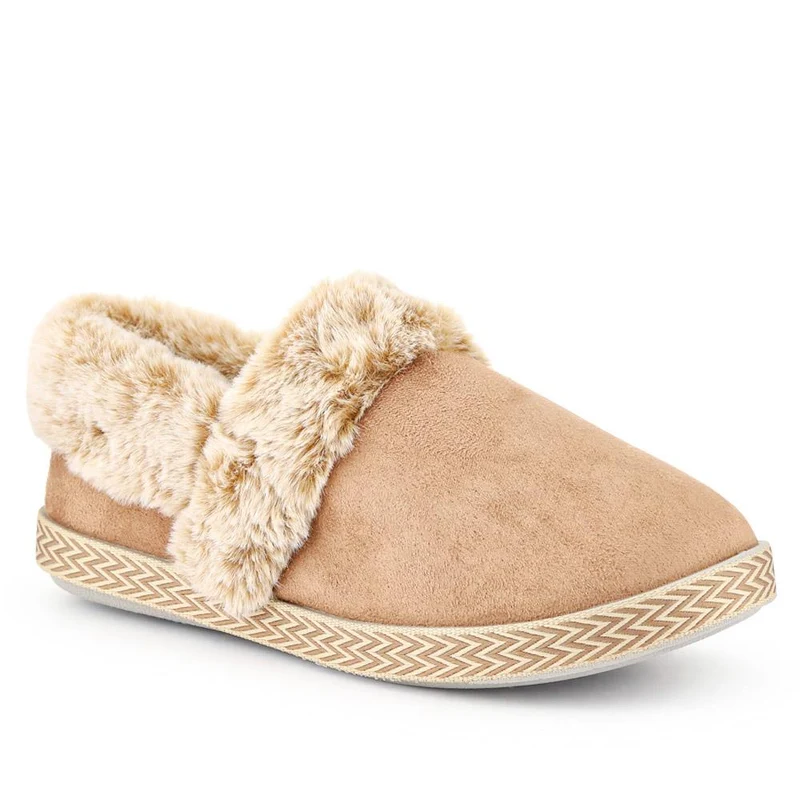 Warm-Lined Memory Foam Slippers - QING40038 / 326 611 - Taupe