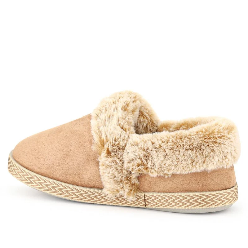 Warm-Lined Memory Foam Slippers - QING40038 / 326 611 - Taupe