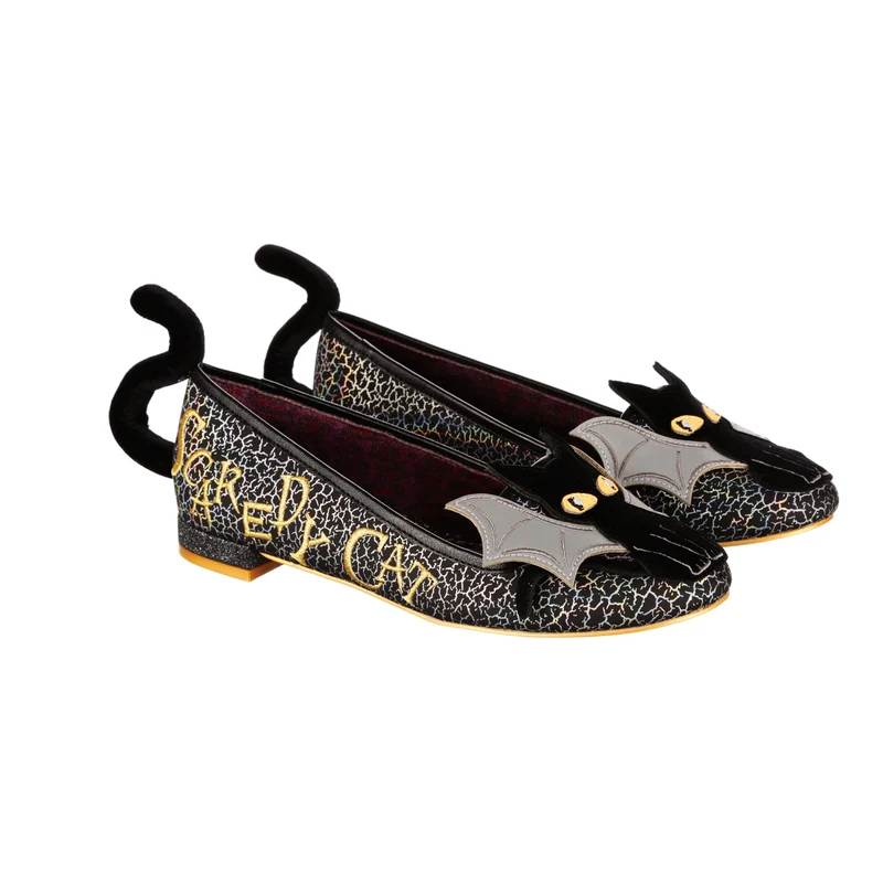 Irregular Choice Halloween Scaredy Cat Flats für Damen – Schwarz