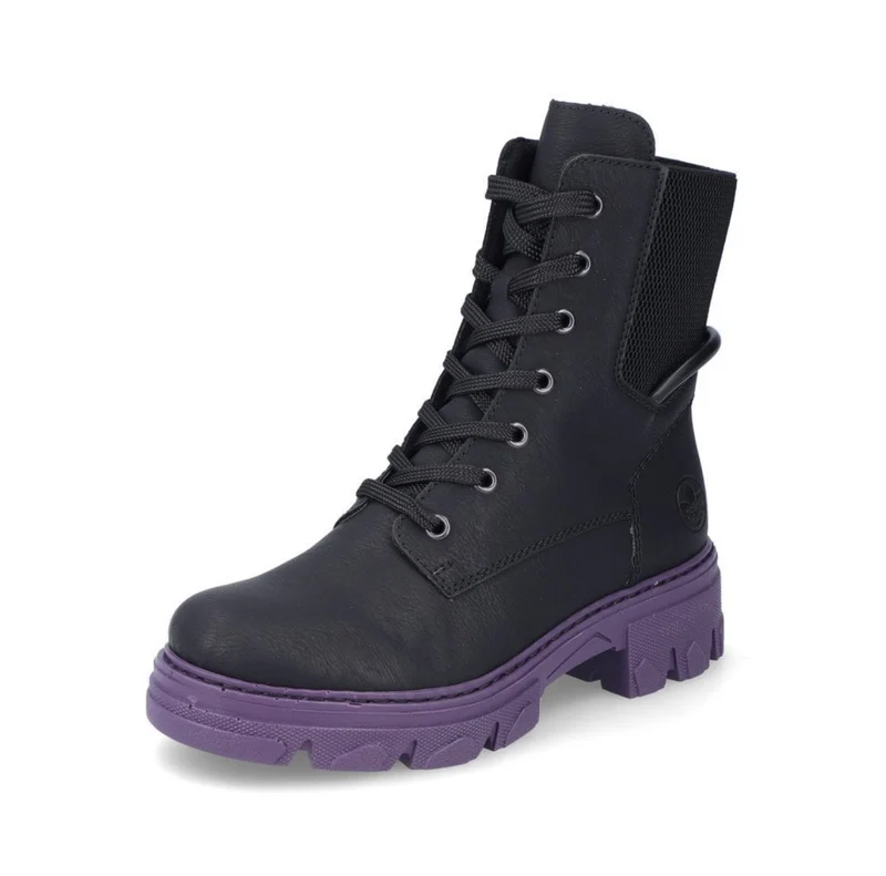Rieker Modischer Militärstiefel für Damen – Schwarz