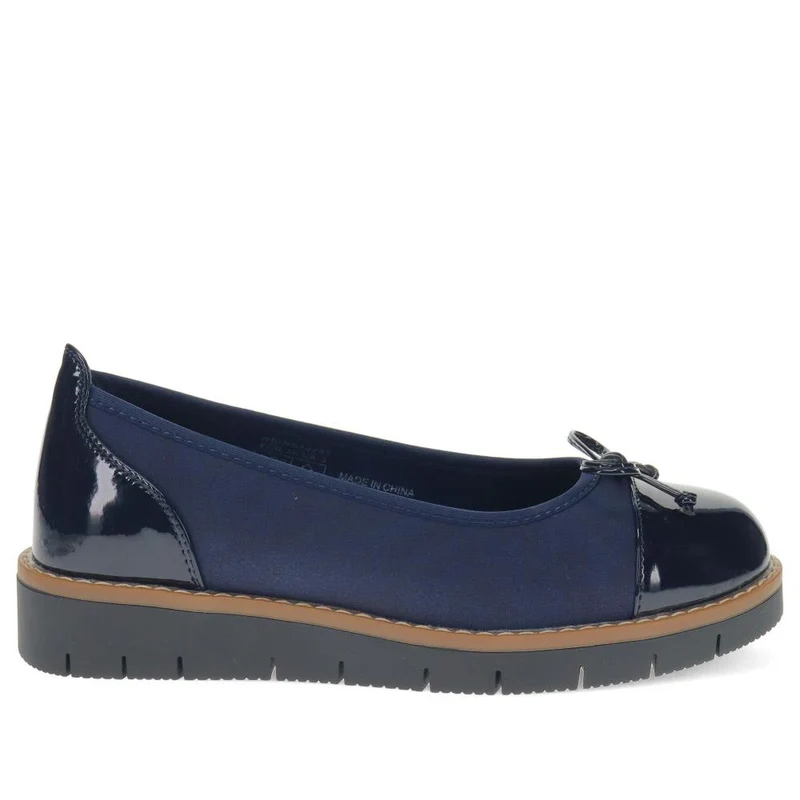 Wide Fit Bow-Detailed Pumps - WBINS40245 / 326 526 - Navy-Navy Patent