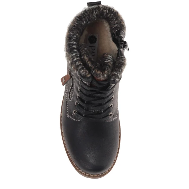 Knitted Cuff Ankle Boots - WBINS40243 / 326 500 - Black