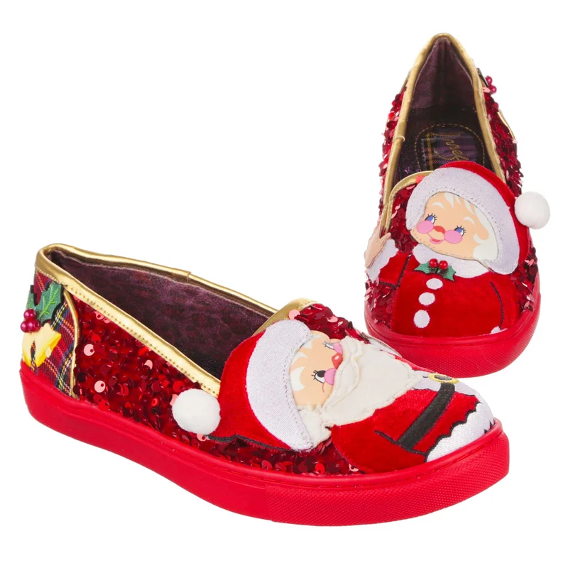 Irregular Choice Sparkly Claus-Sneaker für Damen – Rot