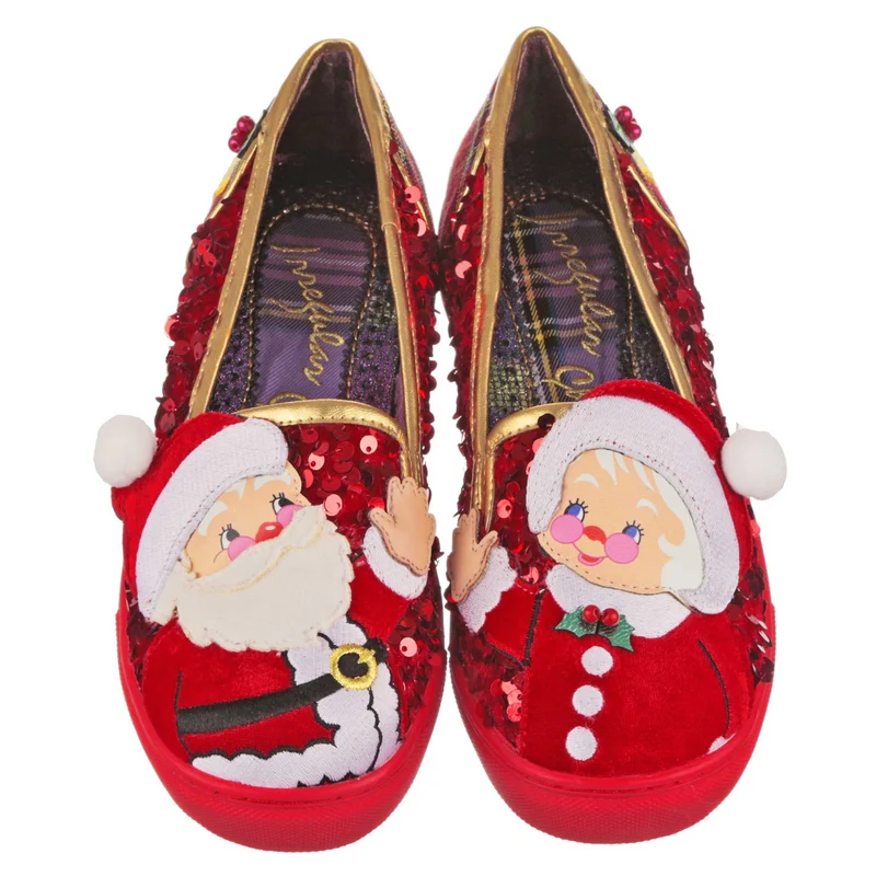 Irregular Choice Sparkly Claus-Sneaker für Damen – Rot