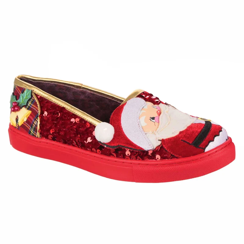 Irregular Choice Sparkly Claus-Sneaker für Damen – Rot