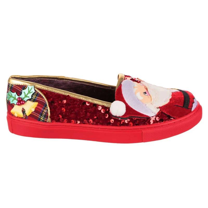 Irregular Choice Sparkly Claus-Sneaker für Damen – Rot