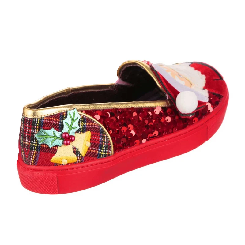 Irregular Choice Sparkly Claus-Sneaker für Damen – Rot
