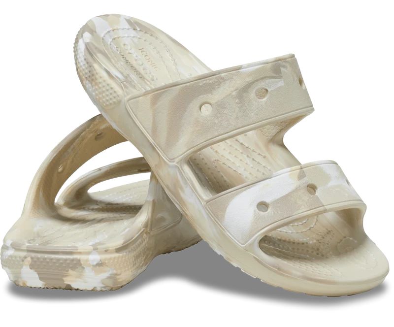 Crocs Klassische marmorierte Unisex-Sandale – Knochen
