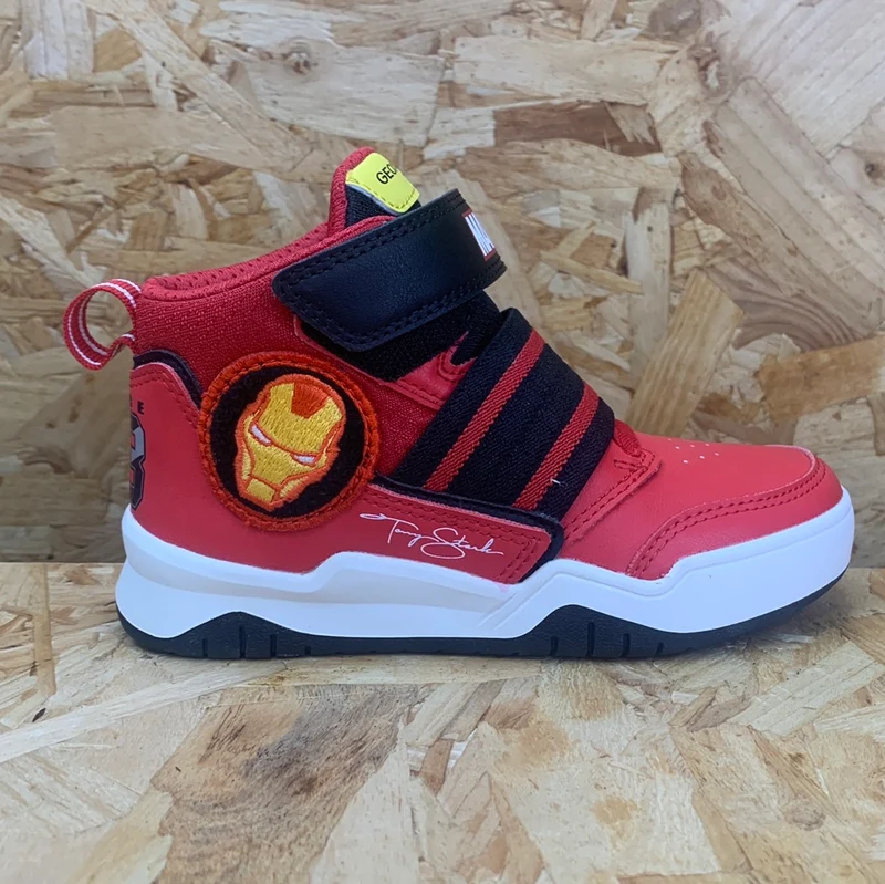 Geox Kinder Marvel Iron Man High-Top-Sneaker – Rot/Schwarz