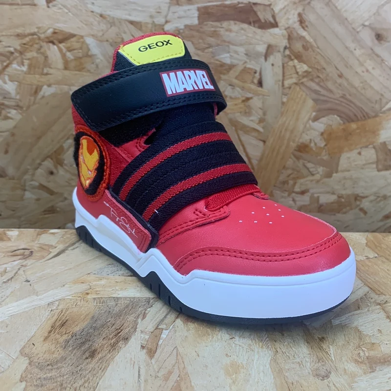 Geox Kinder Marvel Iron Man High-Top-Sneaker – Rot/Schwarz