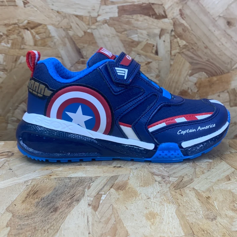 Geox Kinder Marvel Captain America Light Up Trainer – Marineblau / Rot