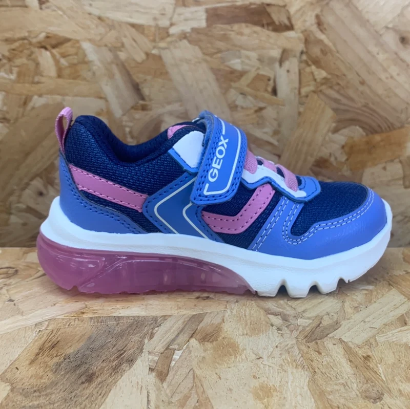 Geox Ciberdron Light Up Sneakers für Kinder – Marineblau/Rosa