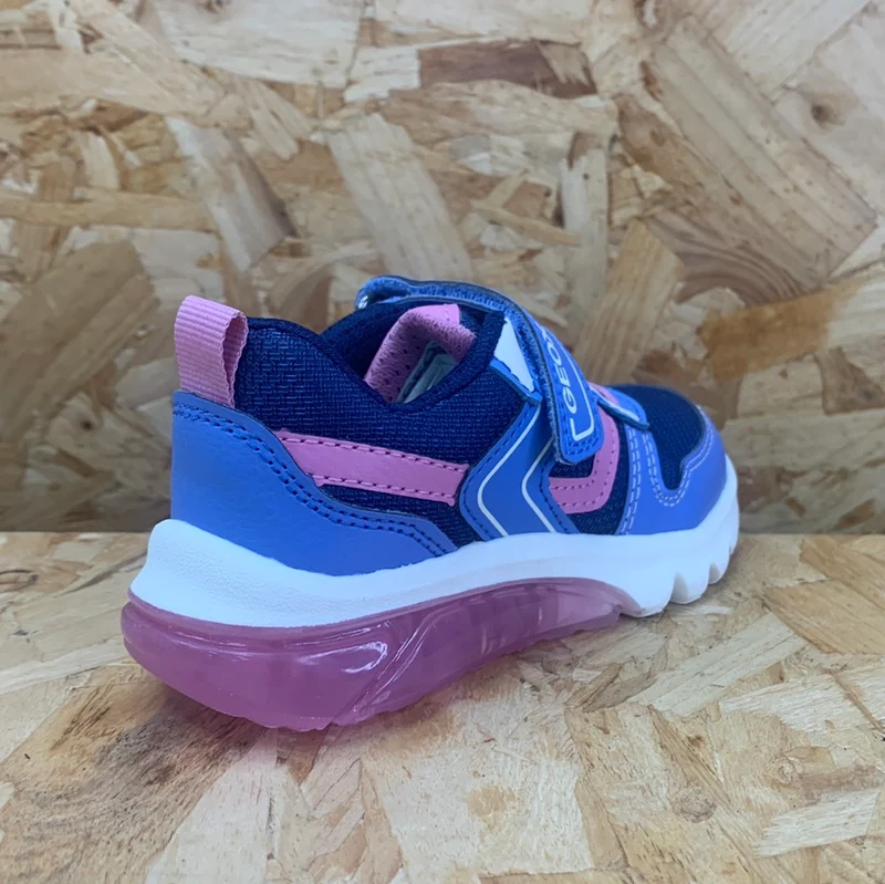 Geox Ciberdron Light Up Sneakers für Kinder – Marineblau/Rosa
