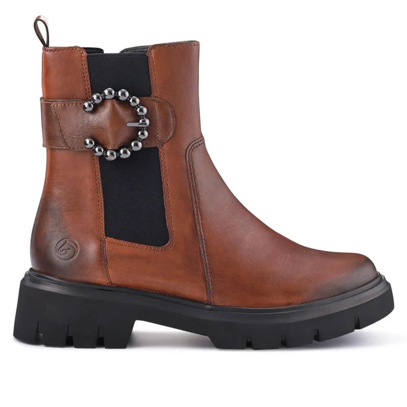Leather Buckle-Detailed Ankle Boots - DRS40511 / 326 358 - Tan