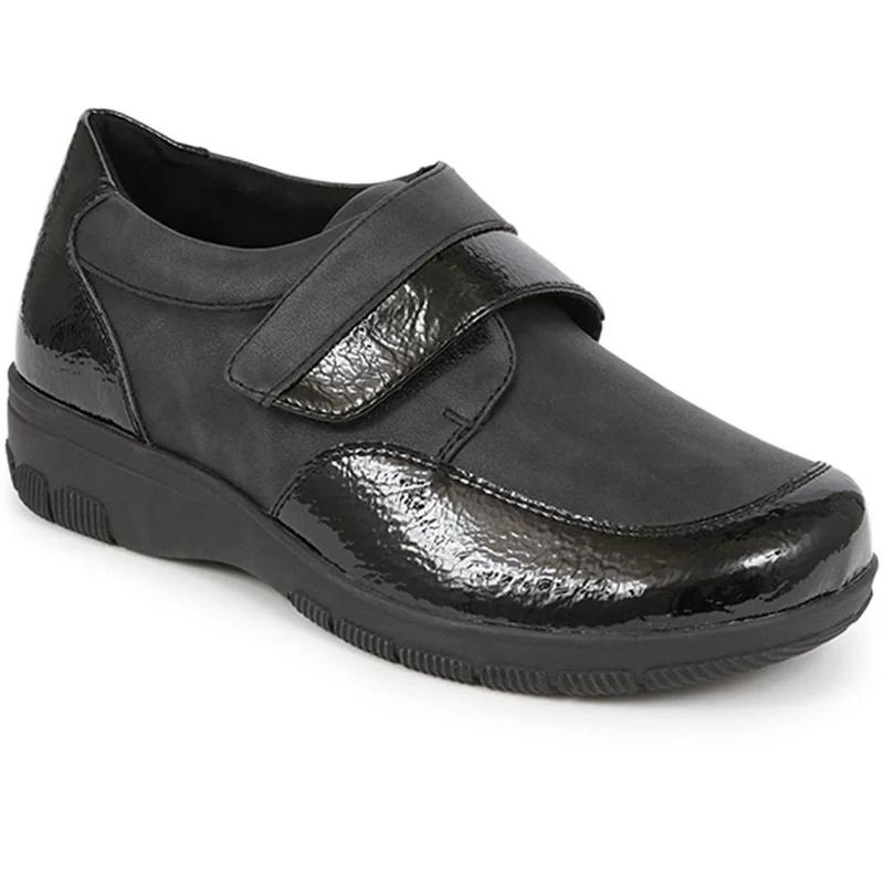 Extra-Wide Touch-Fasten Monk Shoes - COLLEEN - Colleen / 326 296 - Black
