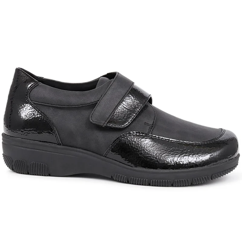 Extra-Wide Touch-Fasten Monk Shoes - COLLEEN - Colleen / 326 296 - Black