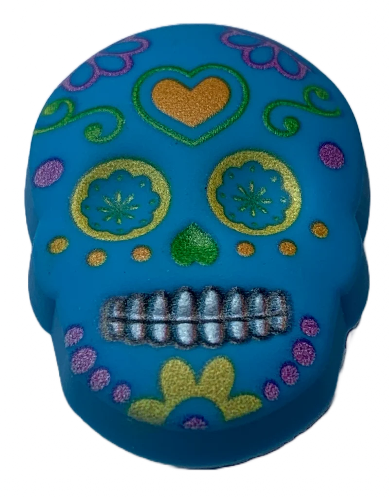 Crocs Jibbitz Blauer Totenkopf-Anhänger „Tag der Toten“.