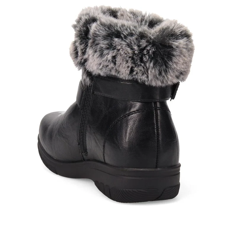 Extra-Wide Faux-Fur Cuff Ankle Boots - BELL / 326 119 - Black