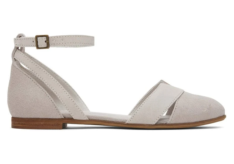 TOMS Damen Juliannah Wildleder-Flat - Kieselgrau