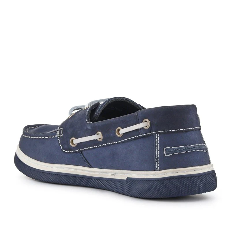 Rubber Soled Leather Boat Shoes - SHAFI41002 / 327 097 - Navy