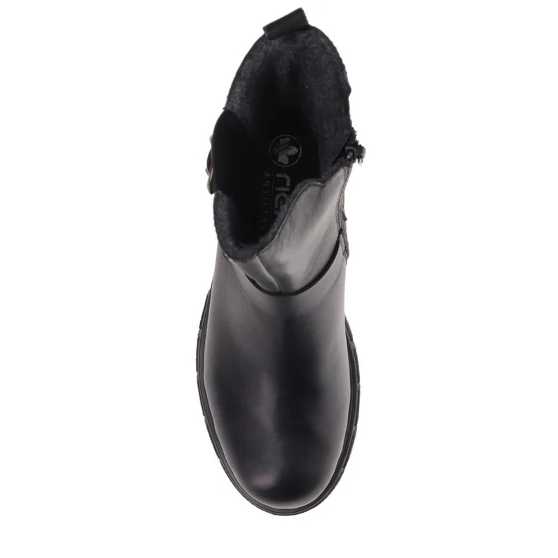 Leather Chunky Ankle Boots - RKR40536 / 326 105 - Black