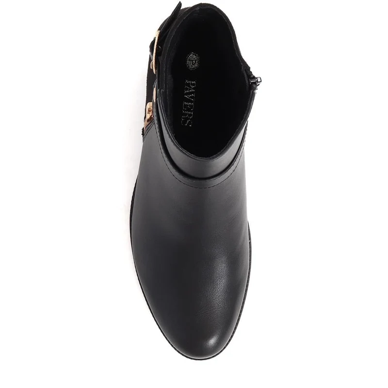 Zip-Detail Heeled Ankle Boots - WOIL40041 / 326 047 - Black