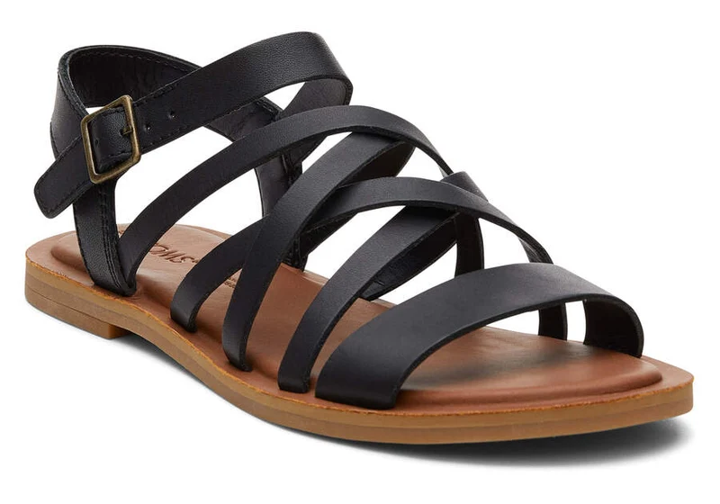 TOMS Damen-Sandale „Sephina“ aus Leder – Schwarz