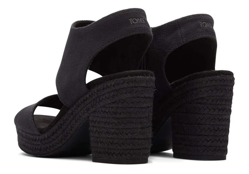 TOMS Damen-Sandale „Mallorca Rope“ mit Plateausohle – Schwarz