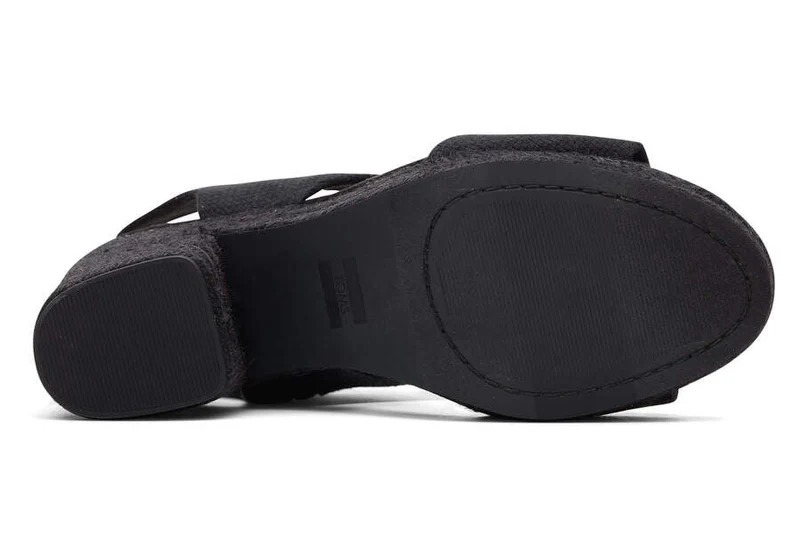 TOMS Damen-Sandale „Mallorca Rope“ mit Plateausohle – Schwarz
