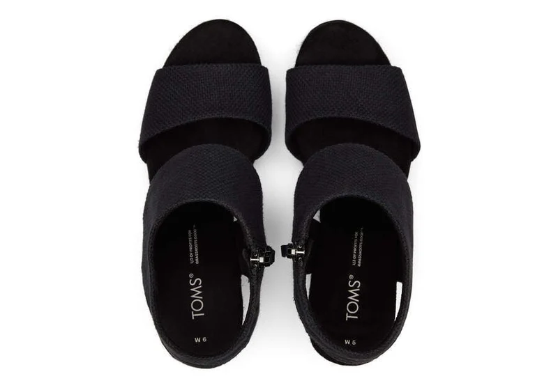 TOMS Damen-Sandale „Mallorca Rope“ mit Plateausohle – Schwarz