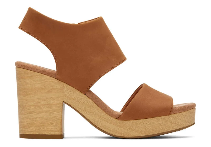 TOMS Damen-Plateausandale „Mallorca“ – Braun