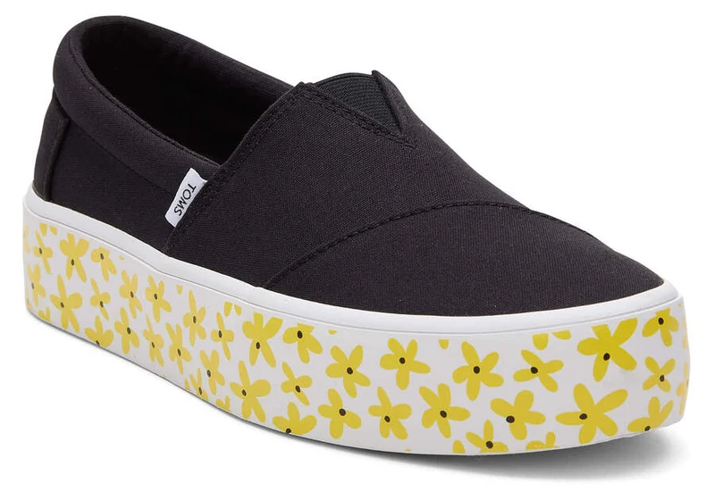 TOMS Damen Alpargata Fenix ​​Platform Sun Daisies Slip-On-Trainer – Schwarz