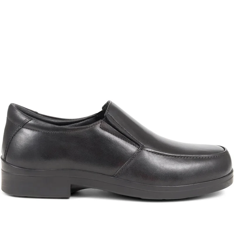 Extra Wide Fit Smart Leather Slip-Ons - DELROSSO / 324 141 - Black