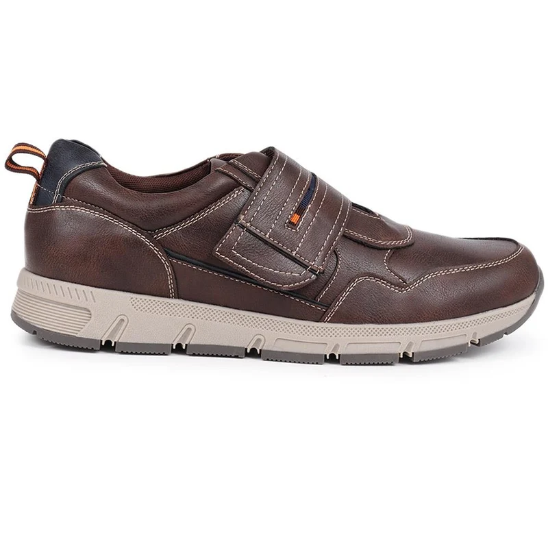 Wide Fit Adjustable Fasten Trainers - WBINS40033 / 325 790 - Dark Brown