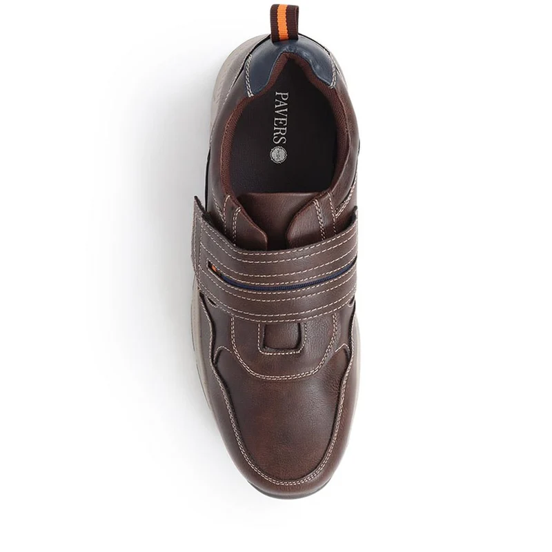 Wide Fit Adjustable Fasten Trainers - WBINS40033 / 325 790 - Dark Brown