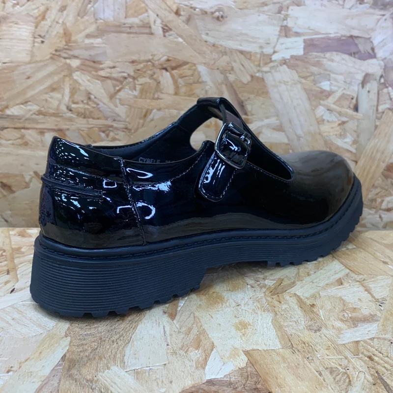 Teds Cybele T-Bar-Schulschuh aus Lackleder für Kinder – Schwarz