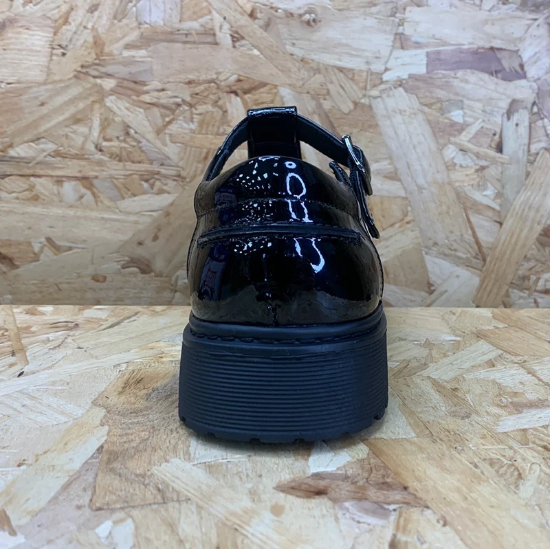 Teds Cybele T-Bar-Schulschuh aus Lackleder für Kinder – Schwarz