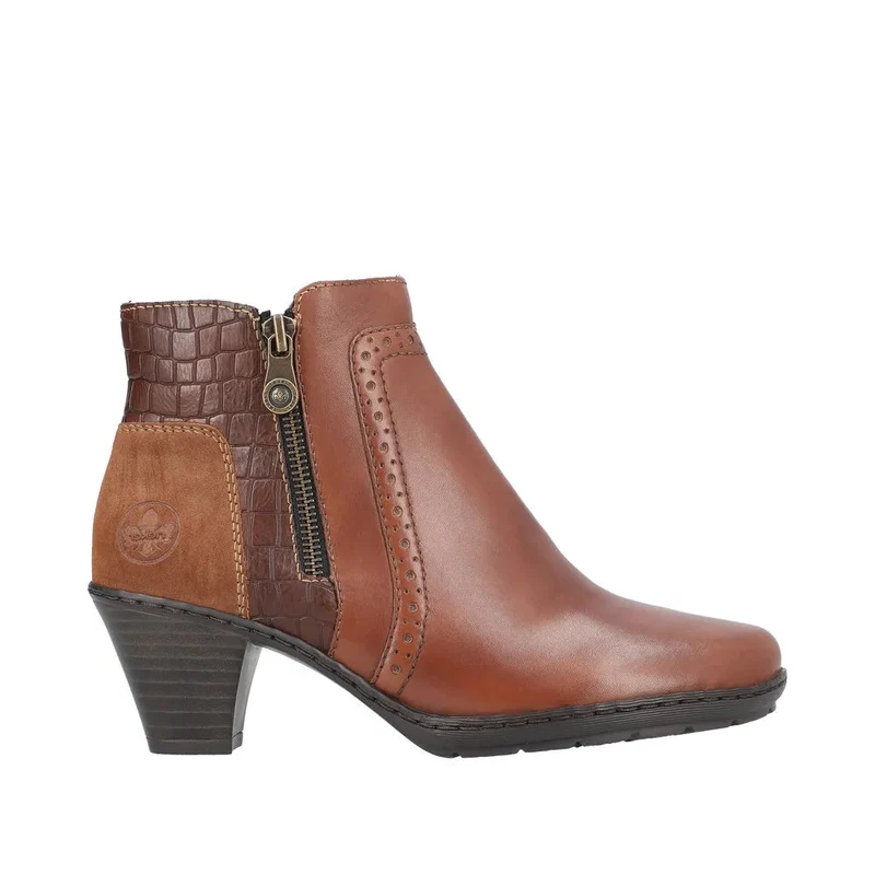Rieker Damen-Stiefelette aus mit Fleece gefüttertem Leder – Braun