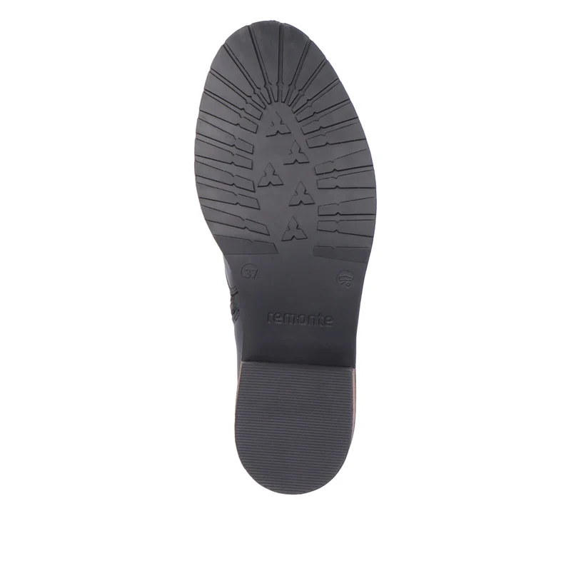Remonte Frauen Chelsea Stiefelette aus Leder mit Blockabsatz – Schwarz
